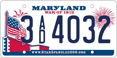 MD license plate 3AD4032