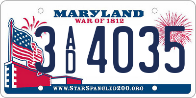 MD license plate 3AD4035