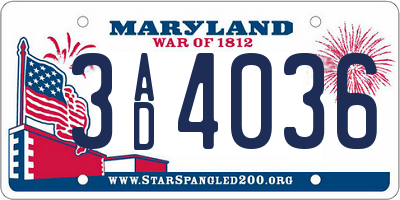 MD license plate 3AD4036