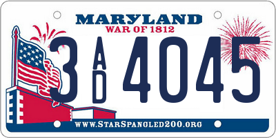 MD license plate 3AD4045