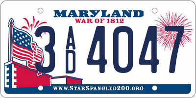 MD license plate 3AD4047