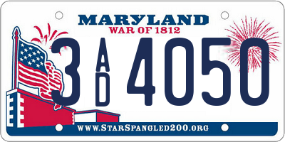 MD license plate 3AD4050