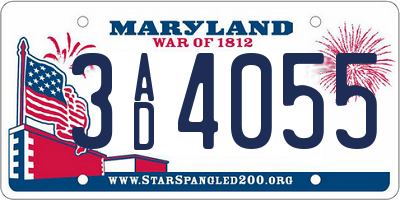 MD license plate 3AD4055