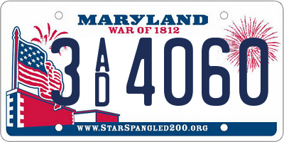 MD license plate 3AD4060