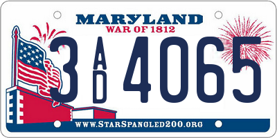 MD license plate 3AD4065