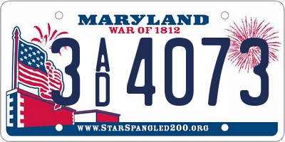 MD license plate 3AD4073