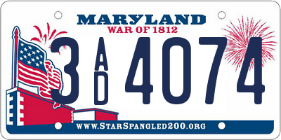 MD license plate 3AD4074