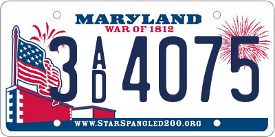 MD license plate 3AD4075