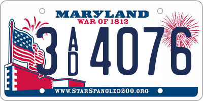 MD license plate 3AD4076