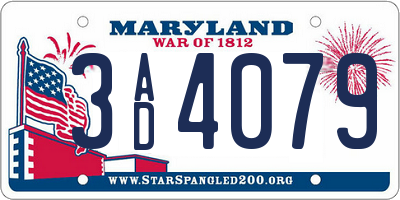 MD license plate 3AD4079