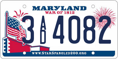 MD license plate 3AD4082