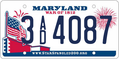 MD license plate 3AD4087