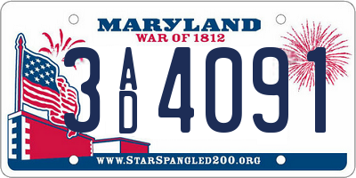 MD license plate 3AD4091