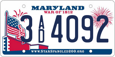 MD license plate 3AD4092