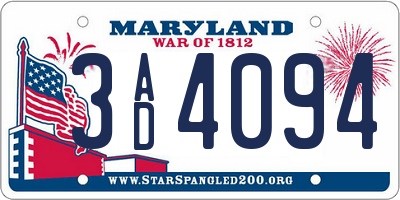 MD license plate 3AD4094