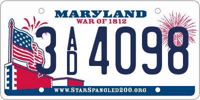 MD license plate 3AD4098