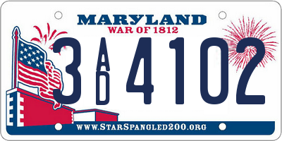 MD license plate 3AD4102