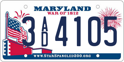 MD license plate 3AD4105