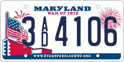 MD license plate 3AD4106