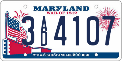 MD license plate 3AD4107