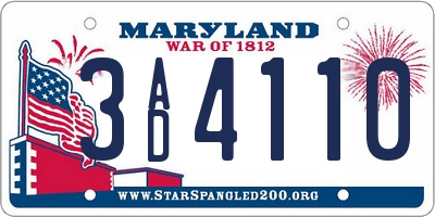 MD license plate 3AD4110