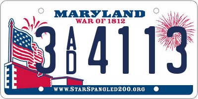 MD license plate 3AD4113