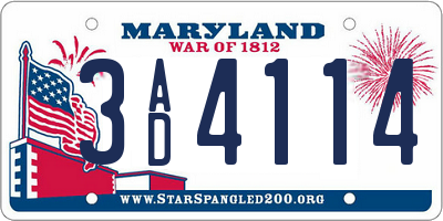 MD license plate 3AD4114