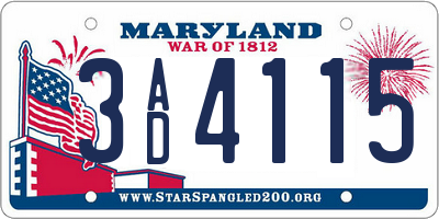 MD license plate 3AD4115