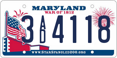 MD license plate 3AD4118