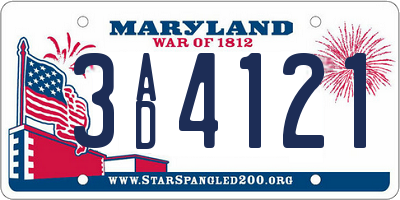 MD license plate 3AD4121