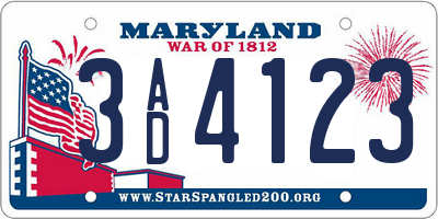 MD license plate 3AD4123