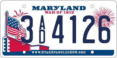 MD license plate 3AD4126