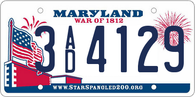 MD license plate 3AD4129