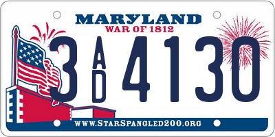 MD license plate 3AD4130