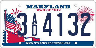 MD license plate 3AD4132
