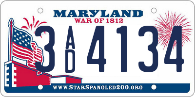 MD license plate 3AD4134