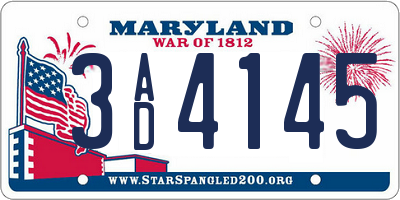 MD license plate 3AD4145