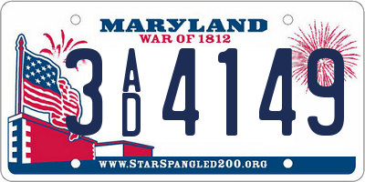 MD license plate 3AD4149