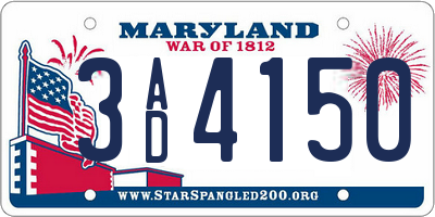 MD license plate 3AD4150