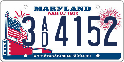 MD license plate 3AD4152