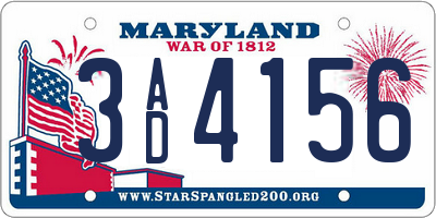 MD license plate 3AD4156