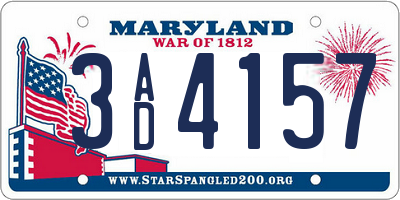 MD license plate 3AD4157
