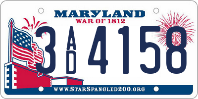 MD license plate 3AD4158