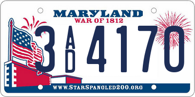 MD license plate 3AD4170