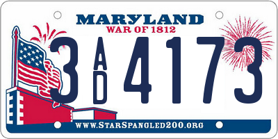 MD license plate 3AD4173
