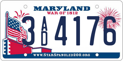 MD license plate 3AD4176
