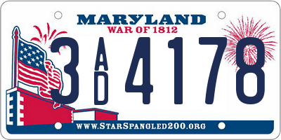 MD license plate 3AD4178