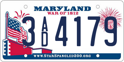 MD license plate 3AD4179