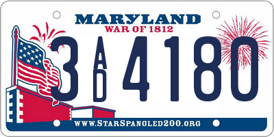 MD license plate 3AD4180