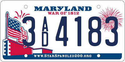 MD license plate 3AD4183